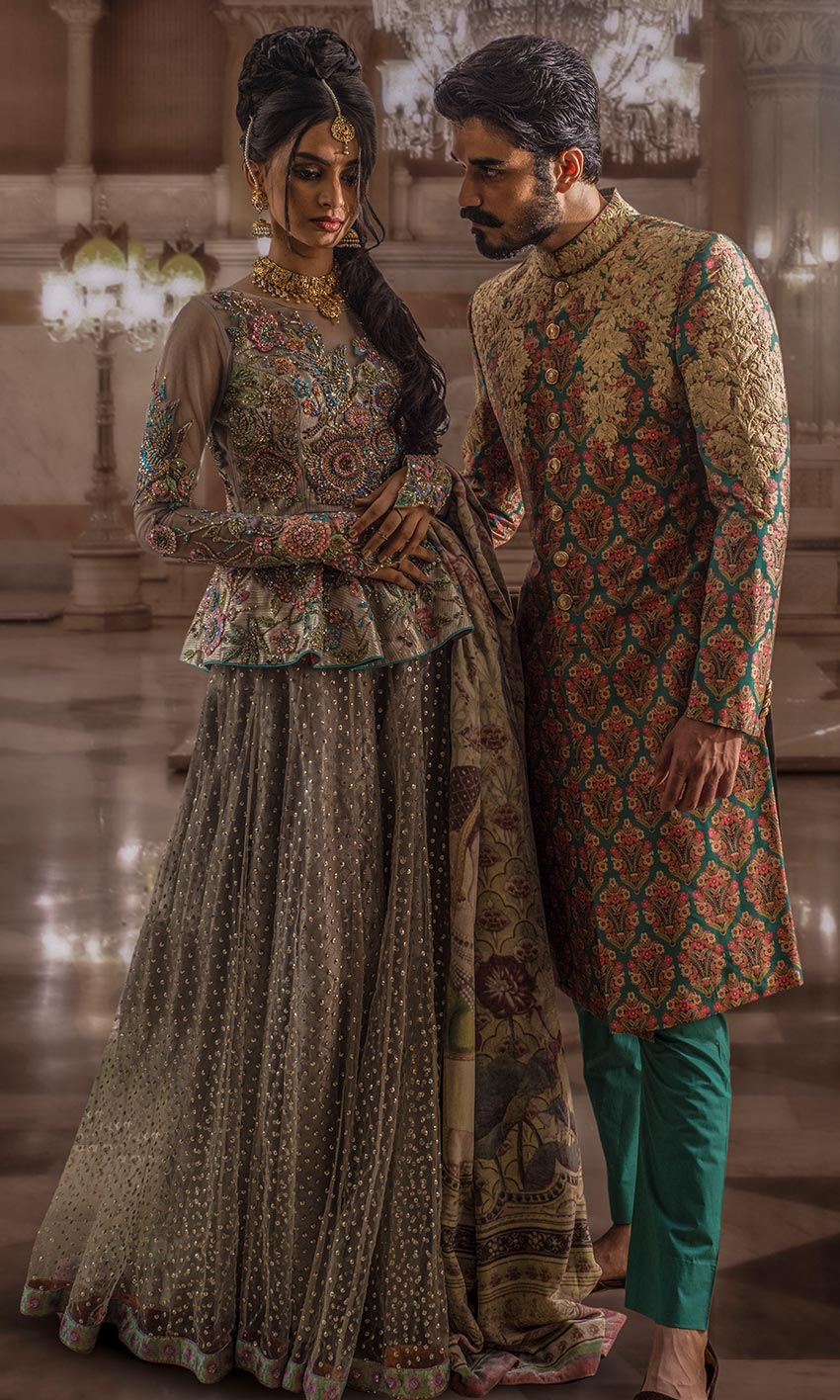 Royal Embroidered Pakistani Bridal Dress in Red Color